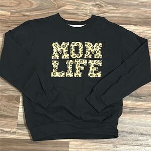 Mom life black leopard print sweatshirt size small